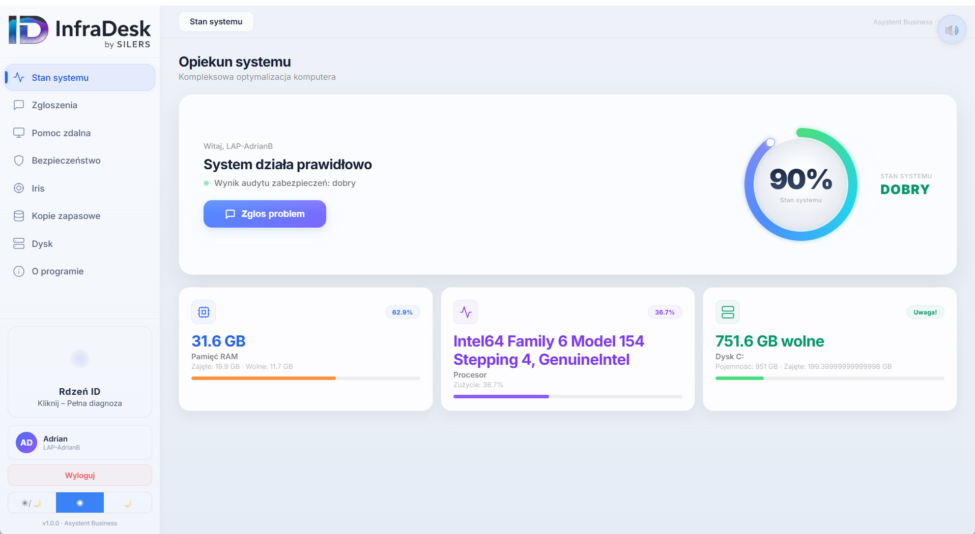 Pulpit Opiekun systemu InfraDesk
