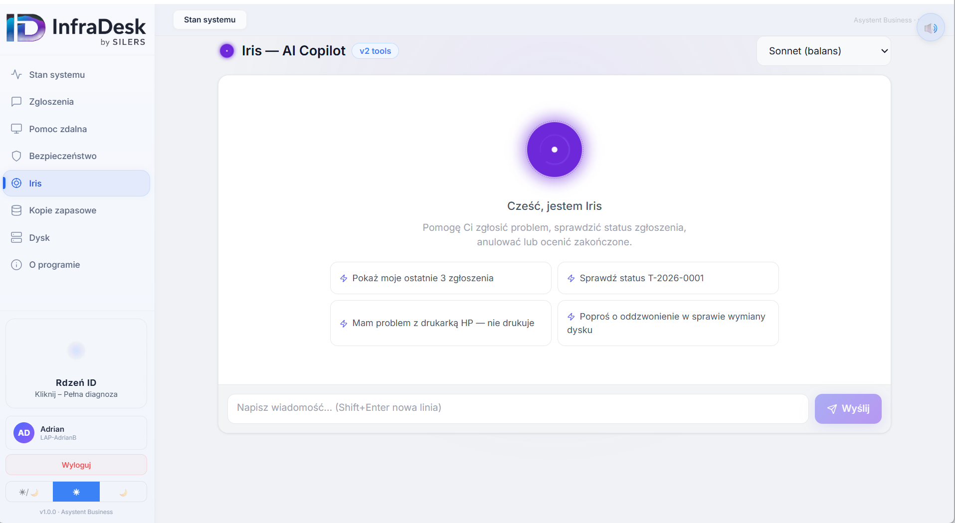 Iris AI Copilot InfraDesk